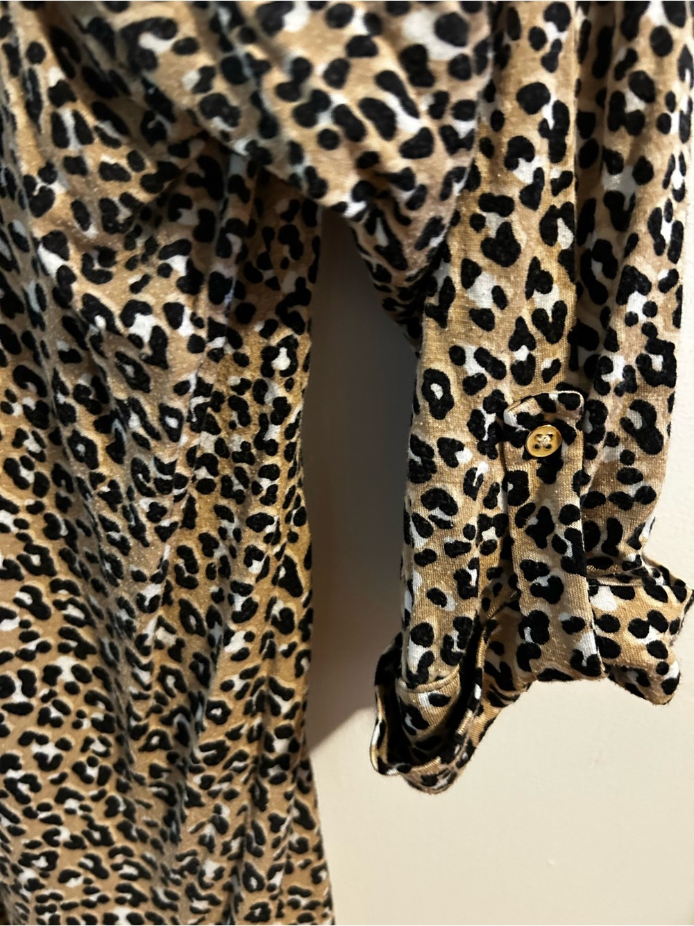 Kim Rogers Leopard Print Button-Front Blouse in Tan Black and Cream - Picture 3 of 4
